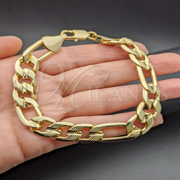 Pulsera Básica 03.419.0009.09 Oro Laminado, Diamantado, Tono Dorado (Grosor 12 MM, 9 Pulgadas de Largo)