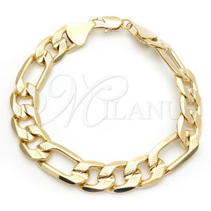 Pulsera Básica 03.419.0009.09 Oro Laminado, Diamantado, Tono Dorado (Grosor 12 MM, 9 Pulgadas de Largo)