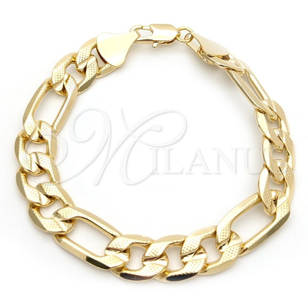 Pulsera Básica 03.419.0009.09 Oro Laminado, Diamantado, Tono Dorado (Grosor 12 MM, 9 Pulgadas de Largo)