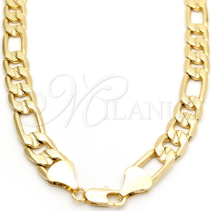 Gargantilla Basica 03.419.0009.24 Oro Laminado, Diamantado, Tono Dorado (Grosor 12 MM, 24 Pulgadas de Largo)