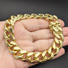 Pulsera Básica 03.419.0017.09 Oro Laminado, Diseño de Miami Cubana, Pulido, Tono Dorado (Grosor 14 MM, 9 Pulgadas de Largo)