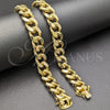 Pulsera Básica 03.419.0017.09 Oro Laminado, Diseño de Miami Cubana, Pulido, Tono Dorado (Grosor 14 MM, 9 Pulgadas de Largo)