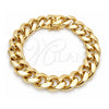 Pulsera Básica 03.419.0017.09 Oro Laminado, Diseño de Miami Cubana, Pulido, Tono Dorado (Grosor 14 MM, 9 Pulgadas de Largo)