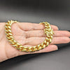 Pulsera Básica 03.419.0018.09 Oro Laminado, Diseño de Miami Cubana, Pulido, Tono Dorado (Grosor 10 MM, 9 Pulgadas de Largo)