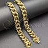 Pulsera Básica 03.419.0018.09 Oro Laminado, Diseño de Miami Cubana, Pulido, Tono Dorado (Grosor 10 MM, 9 Pulgadas de Largo)
