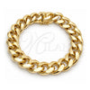 Pulsera Básica 03.419.0018.09 Oro Laminado, Diseño de Miami Cubana, Pulido, Tono Dorado (Grosor 10 MM, 9 Pulgadas de Largo)