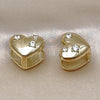 Argolla Huggie 02.213.0717.12 Oro Laminado, Diseño de Corazón, con Blanca Zirconia Cubica, Pulido, Tono Dorado