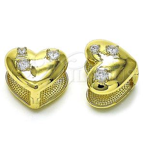 Argolla Huggie 02.213.0717.12 Oro Laminado, Diseño de Corazón, con Blanca Zirconia Cubica, Pulido, Tono Dorado