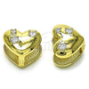 Argolla Huggie 02.213.0717.12 Oro Laminado, Diseño de Corazón, con Blanca Zirconia Cubica, Pulido, Tono Dorado