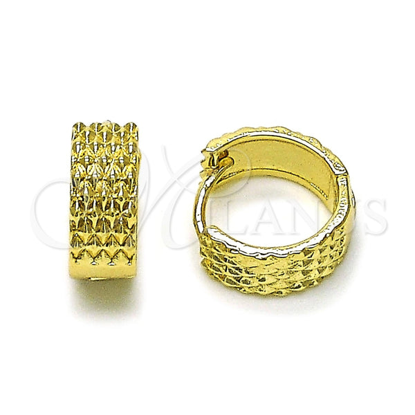 Argolla Huggie 02.213.0719.14 Oro Laminado, Diamantado, Tono Dorado