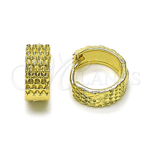 Argolla Huggie 02.213.0719.14 Oro Laminado, Diamantado, Tono Dorado