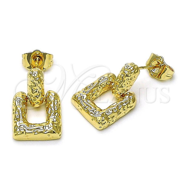 Arete Dormilona 02.163.0340 Oro Laminado, Diseño de Hebilla del Cinturón, Diamantado, Tono Dorado