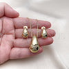 Juego de Arete y Dije de Adulto 10.313.0006 Oro Laminado, Diseño de Gota y Mariposa, con Blanca Zirconia Cubica, Pulido, Tono Dorado