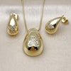 Juego de Arete y Dije de Adulto 10.313.0006 Oro Laminado, Diseño de Gota y Mariposa, con Blanca Zirconia Cubica, Pulido, Tono Dorado