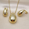 Juego de Arete y Dije de Adulto 10.313.0007 Oro Laminado, Diseño de Gota y Cruz, con Blanca Zirconia Cubica, Pulido, Tono Dorado