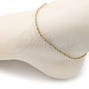 Tobillera Básica 5.222.036.10 Oro Laminado, Diseño de Rope, Pulido, Tono Dorado (02 MM Thickness, 10 Inches Length)
