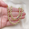 Gargantilla Basica 04.213.0206.20 Oro Laminado, Diseño de Rope, Pulido, Tono Dorado (06 MM Thickness, 20 Inches Length)