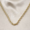 Gargantilla Basica 04.213.0206.20 Oro Laminado, Diseño de Rope, Pulido, Tono Dorado (06 MM Thickness, 20 Inches Length)