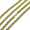 Gargantilla Basica 04.213.0206.20 Oro Laminado, Diseño de Rope, Pulido, Tono Dorado (06 MM Thickness, 20 Inches Length)