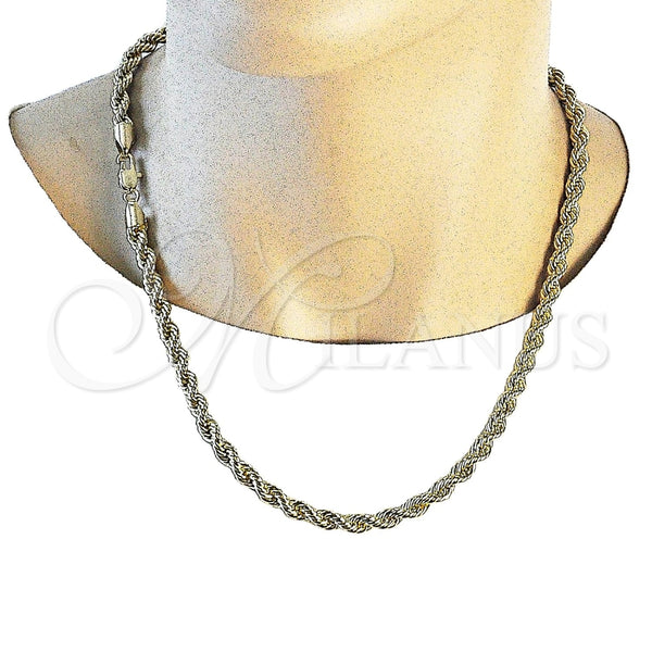 Gargantilla Basica 04.213.0206.22 Oro Laminado, Diseño de Rope, Pulido, Tono Dorado (06 MM Thickness, 22 Inches Length)
