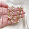 Gargantilla Basica 04.213.0206.22 Oro Laminado, Diseño de Rope, Pulido, Tono Dorado (06 MM Thickness, 22 Inches Length)