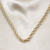 Gargantilla Basica 04.213.0206.22 Oro Laminado, Diseño de Rope, Pulido, Tono Dorado (06 MM Thickness, 22 Inches Length)