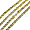 Gargantilla Basica 04.213.0206.22 Oro Laminado, Diseño de Rope, Pulido, Tono Dorado (06 MM Thickness, 22 Inches Length)