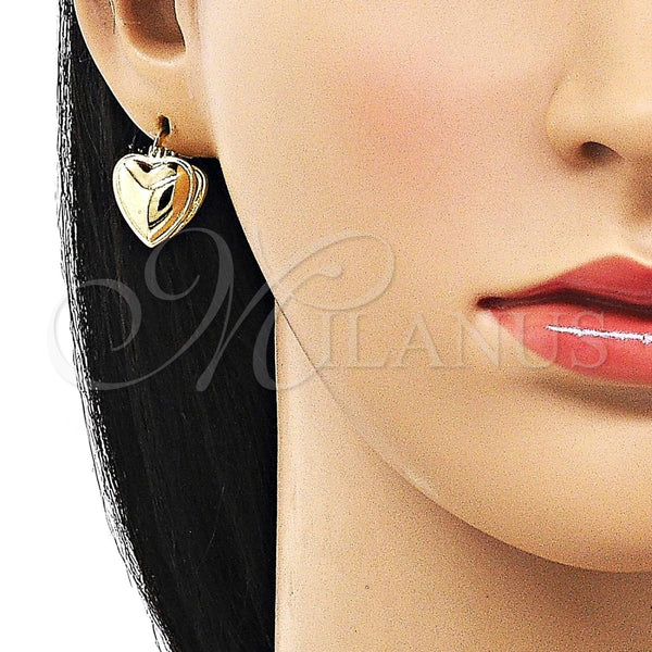 Argolla Pequeña 02.213.0722.12 Oro Laminado, Diseño de Corazón, Pulido, Tono Dorado