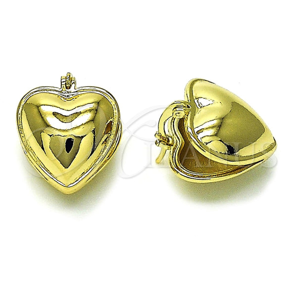 Argolla Pequeña 02.213.0722.12 Oro Laminado, Diseño de Corazón, Pulido, Tono Dorado