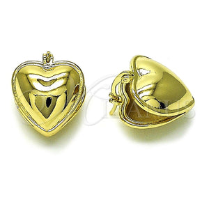 Argolla Pequeña 02.213.0722.12 Oro Laminado, Diseño de Corazón, Pulido, Tono Dorado