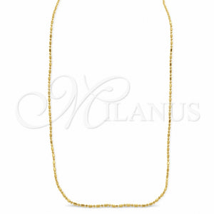 Gargantilla Basica 04.09.0003.18 Oro Laminado, Diseño de Bola, Pulido, Tono Dorado (01 MM Thickness, 18 Inches Length)