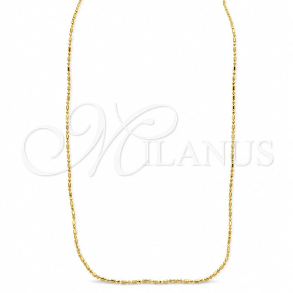Gargantilla Basica 04.09.0003.18 Oro Laminado, Diseño de Bola, Pulido, Tono Dorado (Grosor 01 MM, 18 Pulgadas de Largo)