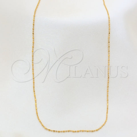 Gargantilla Basica 04.09.0003.18 Oro Laminado, Diseño de Bola, Pulido, Tono Dorado (01 MM Thickness, 18 Inches Length)