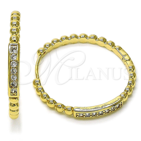 Argolla Huggie 02.204.0029.35 Oro Laminado, Diseño de Bola, con Zirconia Cubica Blanca, Pulido, Tono Dorado