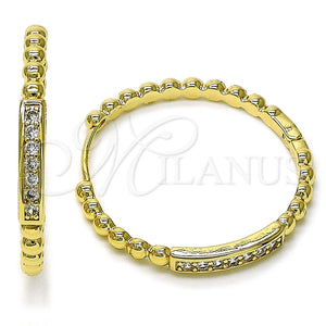 Argolla Huggie 02.204.0029.35 Oro Laminado, Diseño de Bola, con Zirconia Cubica Blanca, Pulido, Tono Dorado