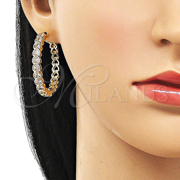 Argolla Huggie 02.204.0030.35 Oro Laminado, Diseño de Corazón, con Blanca Zirconia Cubica, Pulido, Tono Dorado