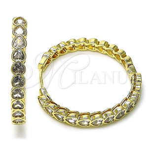 Argolla Huggie 02.204.0030.35 Oro Laminado, Diseño de Corazón, con Blanca Zirconia Cubica, Pulido, Tono Dorado