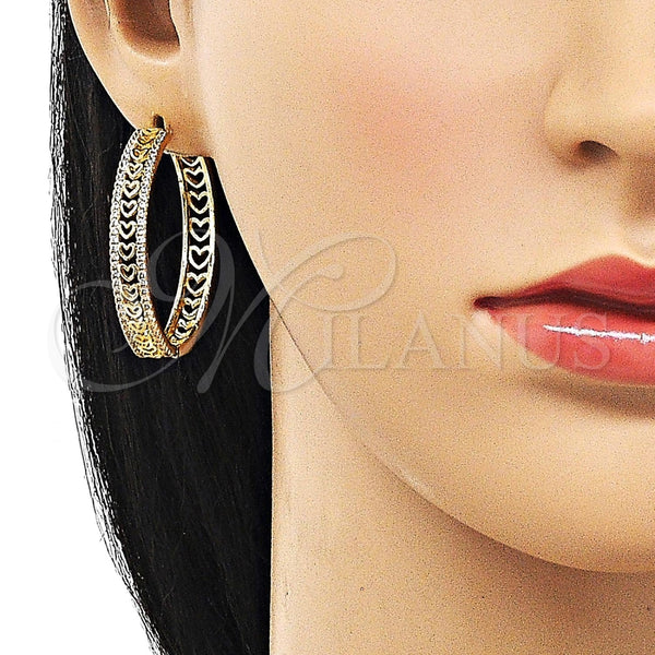 Argolla Huggie 02.204.0031.35 Oro Laminado, Diseño de Corazón, con Blanca Micro Pave, Pulido, Tono Dorado