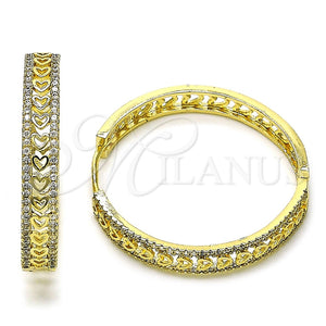 Argolla Huggie 02.204.0031.35 Oro Laminado, Diseño de Corazón, con Blanca Micro Pave, Pulido, Tono Dorado