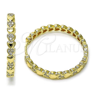 Argolla Huggie 02.204.0033.30 Oro Laminado, Diseño de Corazón, con Blanca Micro Pave, Pulido, Tono Dorado