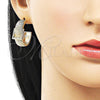 Argolla Mediana 02.204.0034.30 Oro Laminado, Diseño de Hebilla del Cinturón, con Blanca Micro Pave, Diamantado, Tono Dorado