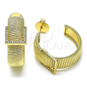 Argolla Mediana 02.204.0034.30 Oro Laminado, Diseño de Hebilla del Cinturón, con Blanca Micro Pave, Diamantado, Tono Dorado