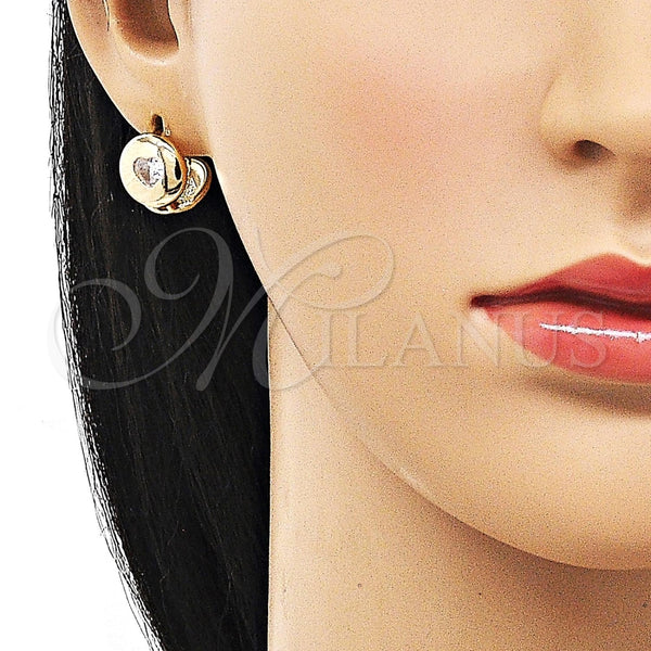 Argolla Huggie 02.204.0036.12 Oro Laminado, Diseño de Corazón, con Blanca Zirconia Cubica, Pulido, Tono Dorado