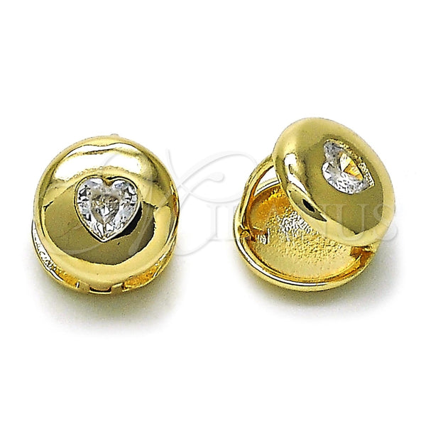 Argolla Huggie 02.204.0036.12 Oro Laminado, Diseño de Corazón, con Blanca Zirconia Cubica, Pulido, Tono Dorado