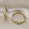 Argolla Huggie 02.204.0039.35 Oro Laminado, Diseño de Hebilla del Cinturón y Miami Cubana, con Blanca Micro Pave, Pulido, Tono Dorado