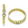 Argolla Huggie 02.204.0039.35 Oro Laminado, Diseño de Hebilla del Cinturón y Miami Cubana, con Blanca Micro Pave, Pulido, Tono Dorado