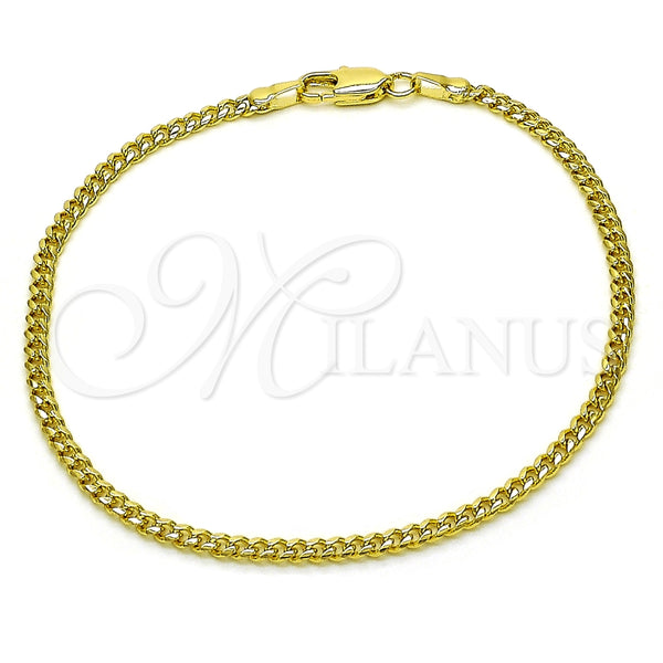 Pulsera Básica 04.213.0335.07 Oro Laminado, Diseño de Miami Cubana, Pulido, Tono Dorado (0.60 Gauge, 03 MM Thickness, 8 Inches Length)