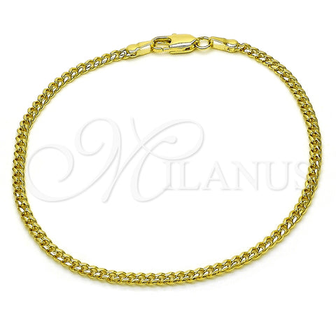 Pulsera Básica 04.213.0335.07 Oro Laminado, Diseño de Miami Cubana, Pulido, Tono Dorado (0.60 Gauge, 03 MM Thickness, 8 Inches Length)