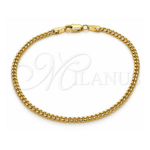Pulsera Básica 03.213.0290.07 Oro Laminado, Diseño de Miami Cubana, Pulido, Tono Dorado (Grosor 03 MM, 8 Pulgadas de Largo)