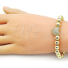 Pulsera Elegante 03.341.0230.07 Oro Laminado, Diseño de Corazón y Bola, Mate, Tono Dorado (08 MM Thickness, 8 Inches Length)